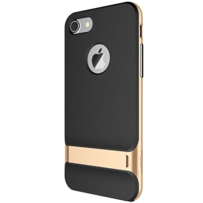 „Rock“ Royce Kickstand sustiprintos apsaugos Apple iPhone 7 (iPhone 8) juodas aukso spalvos apvadais kieto silikono (TPU) ir pla