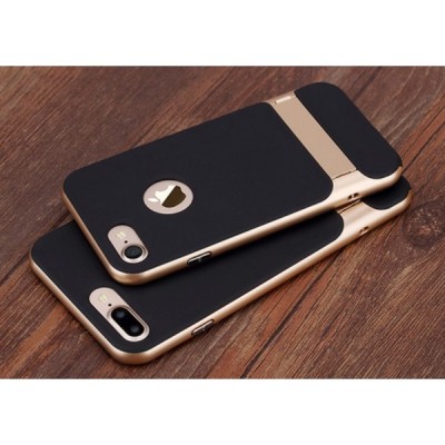 „Rock“ Royce sustiprintos apsaugos Apple iPhone 7 Plus (iPhone 8 Plus) juodas aukso spalvos apvadais kieto silikono (TPU) ir pla