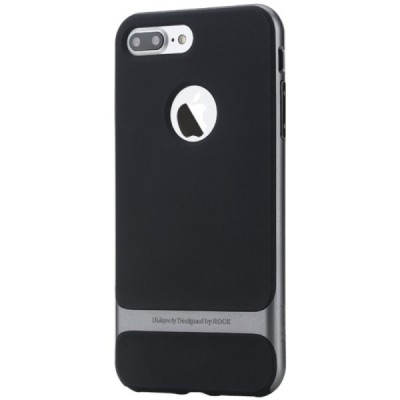 „Rock“ Royce sustiprintos apsaugos Apple iPhone 7 Plus (iPhone 8 Plus) juodas pilkos spalvos apvadais kieto silikono (TPU) ir pl