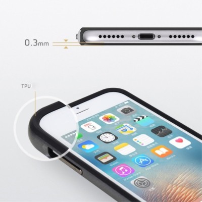 „Rock“ Royce sustiprintos apsaugos Apple iPhone 7 Plus (iPhone 8 Plus) juodas pilkos spalvos apvadais kieto silikono (TPU) ir pl