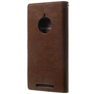 Nokia Lumia 830 atverčiamas rudas odinis dėklas - piniginė / Priedai.lt
