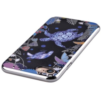 Apple iPhone 7 (iPhone 8) „Devia“ Turtle juodas elegantiškas plastikinis dėklas sidabriniais apvadais  / Priedai.lt