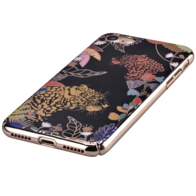 Apple iPhone 7 (iPhone 8) „Devia“ Tiger juodas elegantiškas plastikinis dėklas auksiniais apvadais  / Priedai.lt