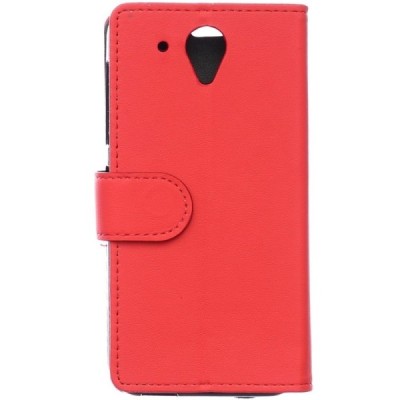 HTC Desire 520 atverčiamas raudonas odinis dėklas - piniginė / Priedai.lt