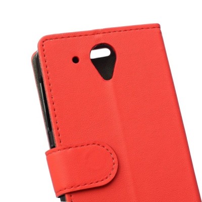 HTC Desire 520 atverčiamas raudonas odinis dėklas - piniginė / Priedai.lt
