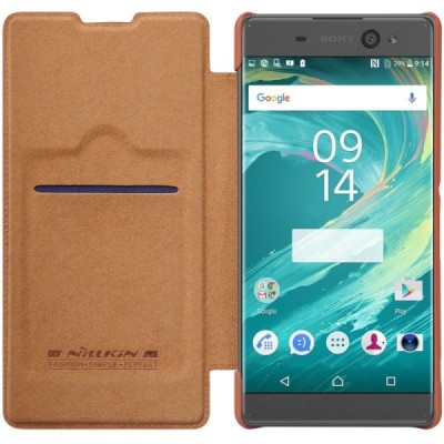 Prabangus „Nillkin“ Qin serijos rudas odinis atverčiamas Sony Xperia XA Ultra (F3212, F3216) dėklas / Priedai.lt