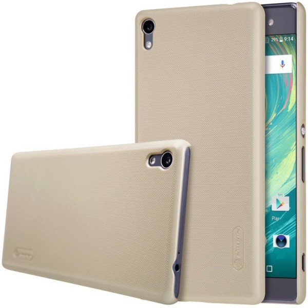 „Nillkin“ Frosted Shield dėklas - auksinis + apsauginė ekrano plėvelė (Xperia XA Ultra)