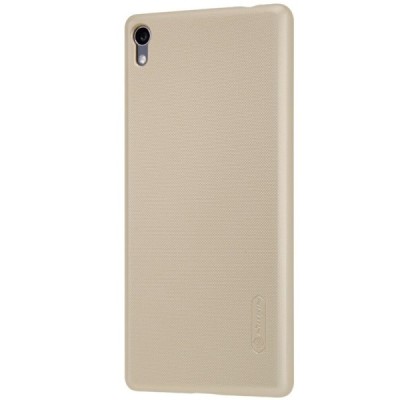 Nillkin Frosted Shield Sony Xperia XA Ultra (F3212, F3216) auksinis plastikinis dėklas + apsauginė ekrano plėvelė / Priedai.lt