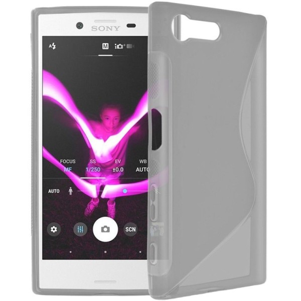 Kieto silikono (TPU) dėklas - skaidrus, pilkas (Xperia X Compact)