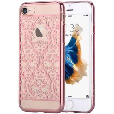 Apple iPhone 7 (iPhone 8) Devia Crystal Baroque Swarovski plastikinis skaidrus permatomas rožinis dėklas / Priedai.lt
