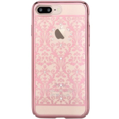 Apple iPhone 7 (iPhone 8) Devia Crystal Baroque Swarovski plastikinis skaidrus permatomas rožinis dėklas / Priedai.lt