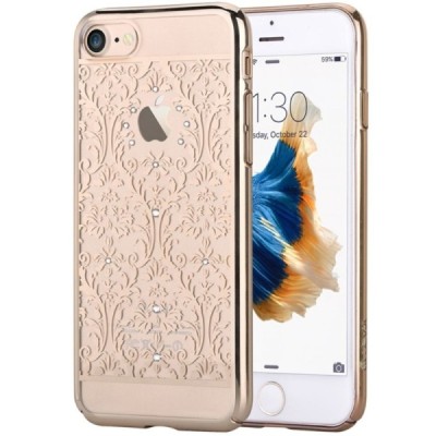 Apple iPhone 7 (iPhone 8) Devia Crystal Baroque Swarovski plastikinis skaidrus permatomas auksinis dėklas / Priedai.lt