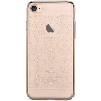 Apple iPhone 7 (iPhone 8) Devia Crystal Baroque Swarovski plastikinis skaidrus permatomas auksinis dėklas / Priedai.lt