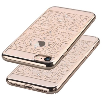 Apple iPhone 7 (iPhone 8) Devia Crystal Baroque Swarovski plastikinis skaidrus permatomas auksinis dėklas / Priedai.lt