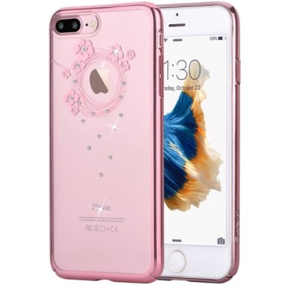 Apple iPhone 7 (iPhone 8) Devia Crystal Garland Swarovski plastikinis skaidrus permatomas rožinis dėklas su kristalais / Priedai