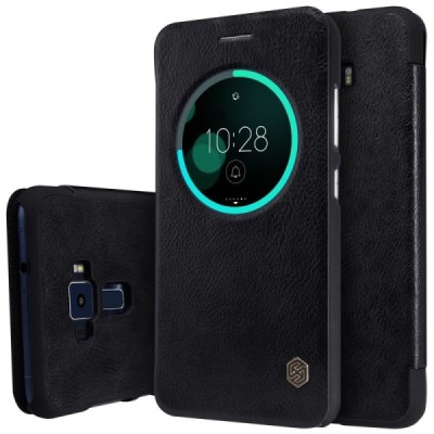 Prabangus „Nillkin“ Qin serijos juodas odinis atverčiamas Asus Zenfone 3 5.5 (ZE552KL) dėklas - knygutė / Priedai.lt