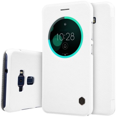 Prabangus „Nillkin“ Qin serijos baltas odinis atverčiamas Asus Zenfone 3 5.5 (ZE552KL) dėklas - knygutė / Priedai.lt