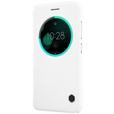 Prabangus „Nillkin“ Qin serijos baltas odinis atverčiamas Asus Zenfone 3 5.5 (ZE552KL) dėklas - knygutė / Priedai.lt