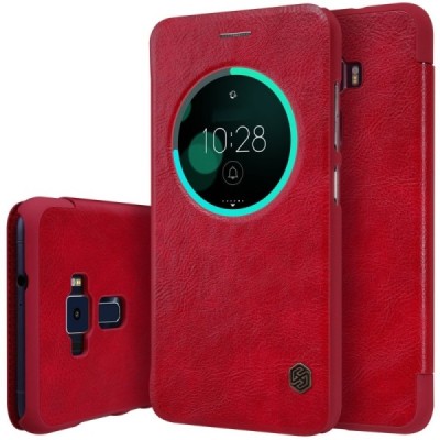 Prabangus „Nillkin“ Qin serijos raudonas odinis atverčiamas Asus Zenfone 3 5.5 (ZE552KL) dėklas - knygutė / Priedai.lt