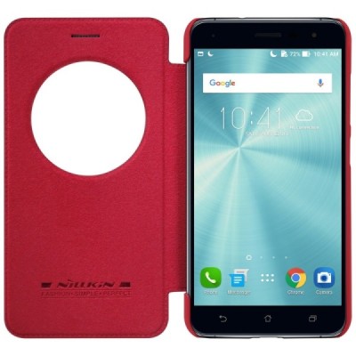 Prabangus „Nillkin“ Qin serijos raudonas odinis atverčiamas Asus Zenfone 3 5.5 (ZE552KL) dėklas - knygutė / Priedai.lt
