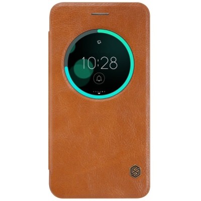 Prabangus „Nillkin“ Qin serijos rudos odinis atverčiamas Asus Zenfone 3 5.5 (ZE552KL) dėklas - knygutė / Priedai.lt
