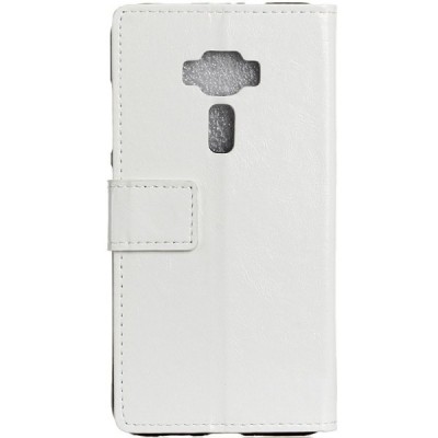 Asus Zenfone 3 5.5 (ZE552KL) atverčiamas baltas odinis dėklas - piniginė / Priedai.lt
