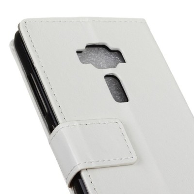 Asus Zenfone 3 5.5 (ZE552KL) atverčiamas baltas odinis dėklas - piniginė / Priedai.lt