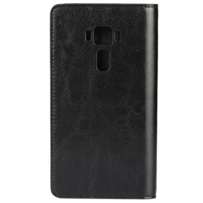 Asus Zenfone 3 5.2 (ZE520KL) atverčiamas juodas odinis dėklas - piniginė / Priedai.lt