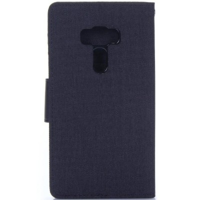 Asus Zenfone 3 5.5 (ZE552KL) „Mercury“ juodas odinis atverčiamas dėklas - piniginė / Priedai.lt