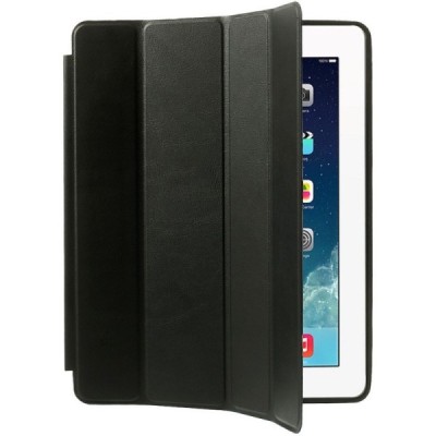 Apple iPad 2 / 3 / 4 klasikinis atverčiamas juodas odinis dėklas / Priedai.lt