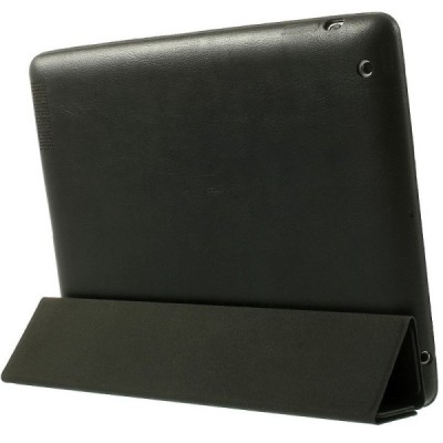 Apple iPad 2 / 3 / 4 klasikinis atverčiamas juodas odinis dėklas / Priedai.lt
