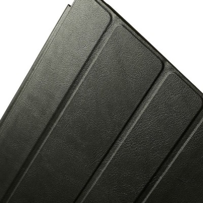 Apple iPad 2 / 3 / 4 klasikinis atverčiamas juodas odinis dėklas / Priedai.lt