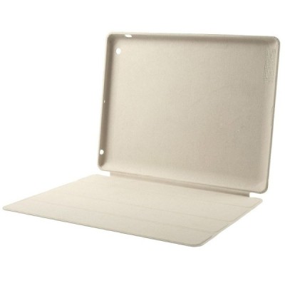 Apple iPad 2 / 3 / 4 klasikinis atverčiamas smėlio spalvos odinis dėklas / Priedai.lt