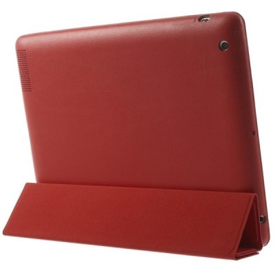 Apple iPad 2 / 3 / 4 klasikinis atverčiamas raudonas odinis dėklas / Priedai.lt