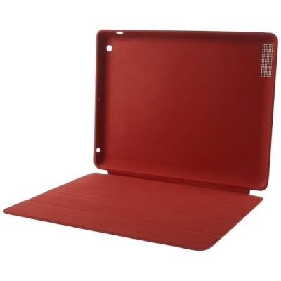 Apple iPad 2 / 3 / 4 klasikinis atverčiamas raudonas odinis dėklas / Priedai.lt