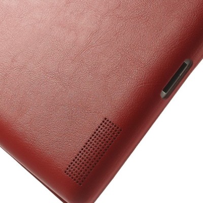 Apple iPad 2 / 3 / 4 klasikinis atverčiamas raudonas odinis dėklas / Priedai.lt