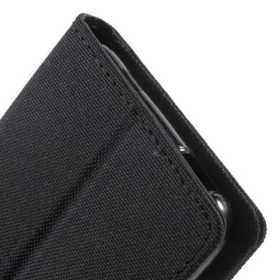 HTC Desire 626 „Mercury“ juodas odinis atverčiamas dėklas - piniginė / Priedai.lt
