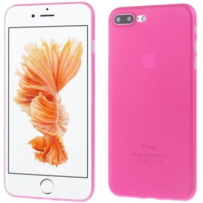 Ploniausias pasaulyje plastikinis skaidrus Apple iPhone 7 Plus (iPhone 8 Plus) tamsiai rožinis dėklas - nugarėlė / Priedai.lt
