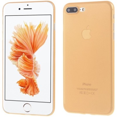 Ploniausias pasaulyje plastikinis skaidrus Apple iPhone 7 Plus (iPhone 8 Plus) oranžinis dėklas - nugarėlė / Priedai.lt