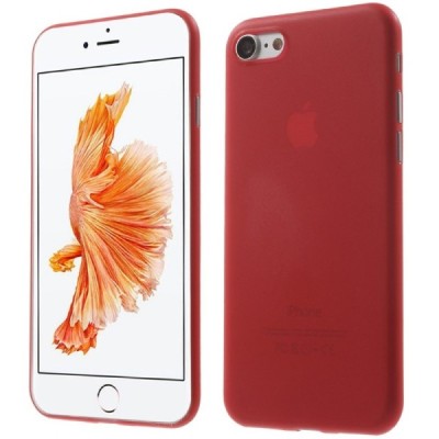 Ploniausias pasaulyje plastikinis skaidrus Apple iPhone 7 (iPhone 8) raudonas dėklas - nugarėlė / Priedai.lt