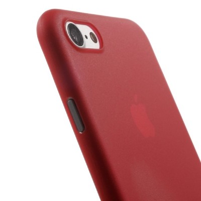 Ploniausias pasaulyje plastikinis skaidrus Apple iPhone 7 (iPhone 8) raudonas dėklas - nugarėlė / Priedai.lt