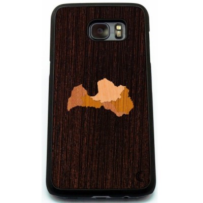 Samsung Galaxy S7 edge „Crafted Cover“ Latvija natūralaus medžio dėklas (šviesus medis) / Priedai.lt