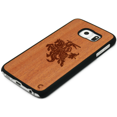 Samsung Galaxy S6 (G920) „Crafted Cover“ Vytis natūralaus medžio dėklas (tamsus medis) / Priedai.lt