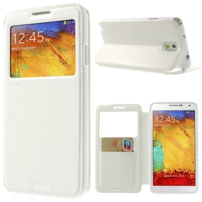 Roar Noble atverčiamas Samsung Galaxy Note 3 (N9005, N9002, N9000) baltas odinis dėklas / Priedai.lt