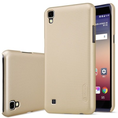 LG X Power (K220DS) Nillkin Frosted Shield auksinis plastikinis dėklas + apsauginė ekrano plėvelė / Priedai.lt