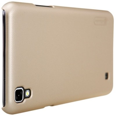 LG X Power (K220DS) Nillkin Frosted Shield auksinis plastikinis dėklas + apsauginė ekrano plėvelė / Priedai.lt