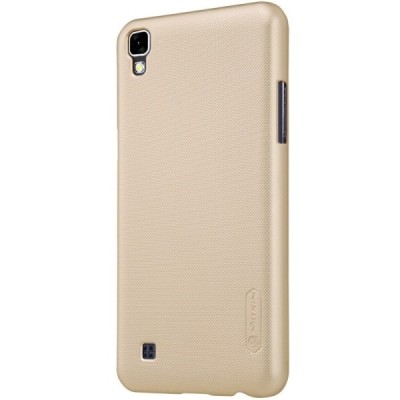 LG X Power (K220DS) Nillkin Frosted Shield auksinis plastikinis dėklas + apsauginė ekrano plėvelė / Priedai.lt