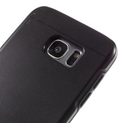 Sustiprintos apsaugos Samsung Galaxy S7 G930F „Motomo“ juodas kieto silikono (TPU) ir plastiko dėklas / Priedai.lt
