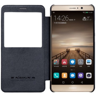Prabangus „Nillkin“ Qin serijos juodas odinis atverčiamas Huawei Mate 9 dėklas - knygutė / Priedai.lt