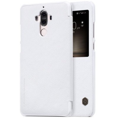 Prabangus „Nillkin“ Qin serijos baltas odinis atverčiamas Huawei Mate 9 dėklas - knygutė / Priedai.lt